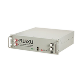 Front panel of the RUiXU RX-LFP48100-H 48V 100Ah LiFePO4 battery showing LED indicators and rack-mount design